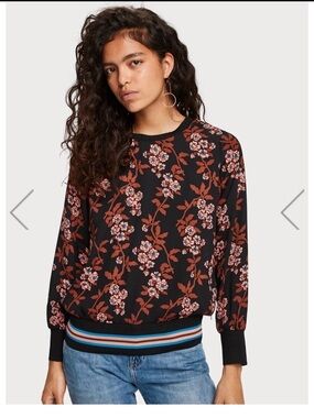 Scotch & Soda Black Top with Rust, blue  and Pink Floral